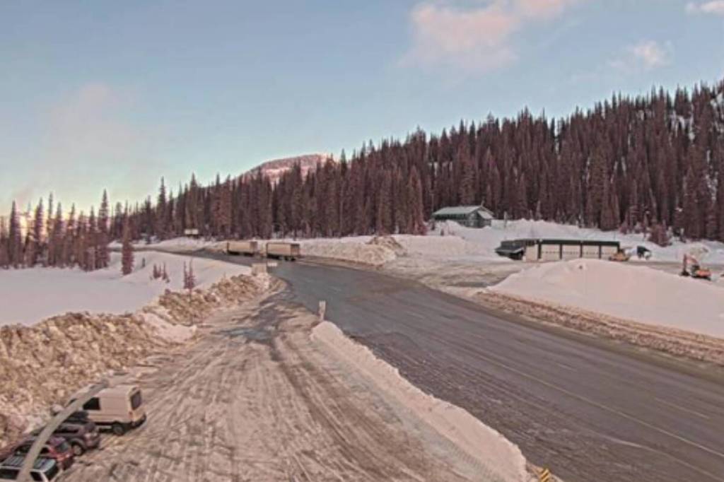 The Kootenay Pass on Highway 3 is seen here on the morning of Wednesday, Jan. 14. The highway will be closed in the afternoon for avalanche control. (DriveBC)
